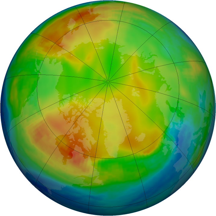 Arctic ozone map for 02 January 1988